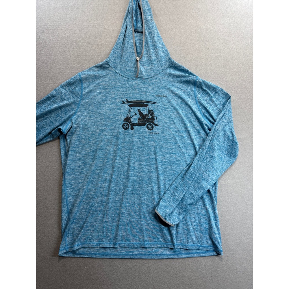 Patagonia Capilene Cool Daily Hoodie Mens XL Blue Heather Graphic Sun Shirt